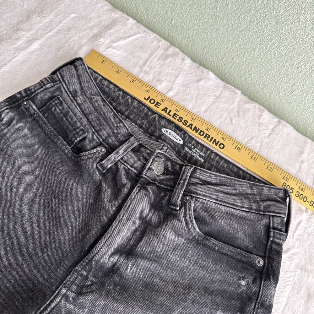 OLD NAVY LADIES BLACK HIGH RISE O.G. STRAIGHT JEANS SIZE 0, SECRET SLIM POCKETS - Picture 1 of 8